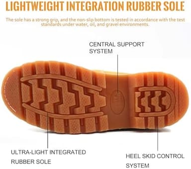Work Boots for Men Waterproof Soft Toe Non Slip Comfortable Leather Workboots - Image 4