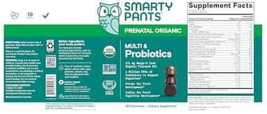 SmartyPants Organic Prenatal Vitamins for Women, Multivitamin Gummies: Probiotics, Biotin, Methylfolate, Omega 3 (ALA), Vitamin D3, C, Vitamin B12, B6, A, K2 & Zinc, Choline, 120 Count (30 Day Supply) - Image 13