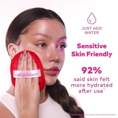 The Original MakeUp Eraser, 7-Day Set, Erase All Makeup With Just Water, Including Waterproof Mascara, Eyeliner, Foundation, Lipstick, Sunscreen, and More! Strawberry Fields, 7ct. - Image 5