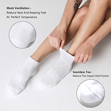 CelerSport 6 Pack Women's Ankle Socks with Cushion, Sport Athletic Running Socks, 6 Pair White, Small - Image 4
