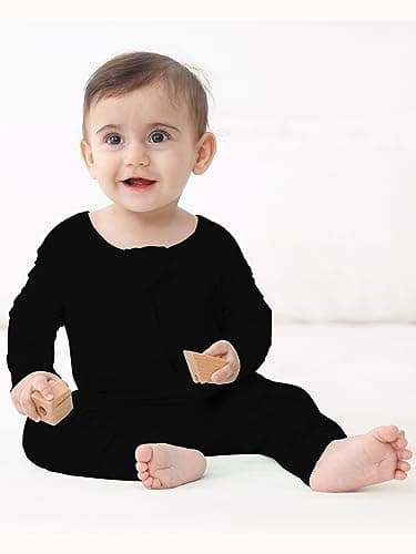 GUISBY Footless Pajamas Baby Boy, Soft Rayon Zipper Sleepers for Baby Girl Black 0-3 Months - Image 3