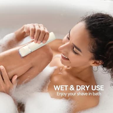 unibono 3-in-1 Electric Razor for Women - Waterproof Bikini Trimmer,Rechargeable Electric Shaver for Lady,Pubic Hair Trimmer Women,Personal Trimmer Groomer for Body Hair (Cream, LY) - Image 6