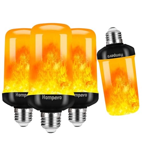 Hompavo 【Upgraded】 LED Flame Light Bulbs, 4 Modes Flickering Light Bulbs with Upside Down Effect, E26/E27 Flame Bulb for Halloween, Christmas, Party, Indoor and Outdoor Home Decoration (4 Pack) - Image 1