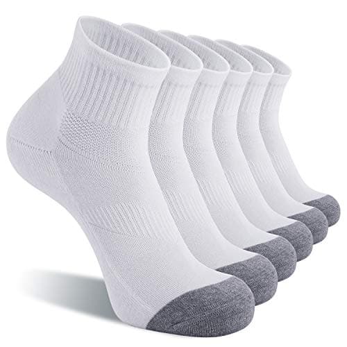 CS CELERSPORT 6 Pack Men's Ankle Socks with Cushion Athletic Running Socks, White, Shoe Size: 9-12 - Image 1