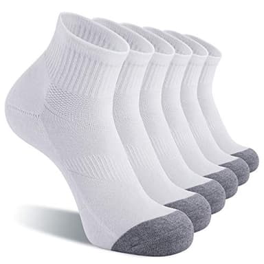 CS CELERSPORT 6 Pack Men's Ankle Socks with Cushion Athletic Running Socks, White, Shoe Size: 9-12 - Image 1