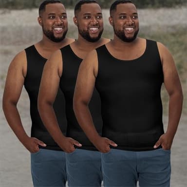 QORE LOGIQ Gynecomastia Compression Shirts for Men - Sleeveless Slimming Undershirts Tummy Control and Body Shaper Tank Top Black XLT (Tall Fit) - Image 8