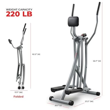 Sunny Health & Fitness Smart Air Walker Elliptical, Low-Impact 30-Inch Stride Home Glider Machine, Senior Cross Trainer for Indoor Cardio Exercise, Free SunnyFit App Bluetooth Connection- SF-E902SMART - Image 6