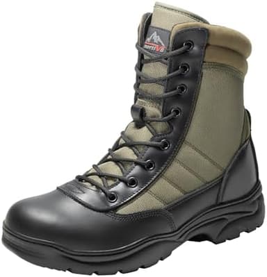 NORTIV 8 Men's Military Tactical Work Boots Side Zipper Leather Motorcycle Combat Boots Trooper - Image 3