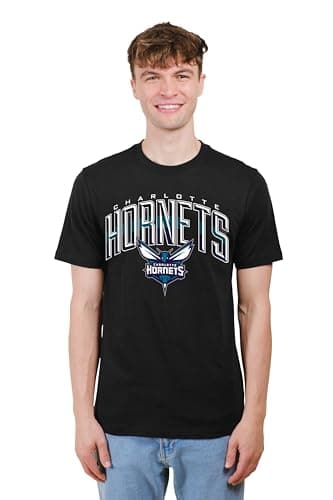 Ultra Game NBA Charlotte Hornets Men's Arched Plexi Short Sleeve Tee Shirt, Black, Medium - Image 2