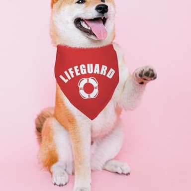 Lifeguard Dog Bandana Funny Cute Pet Dog Cat Bandana Red Dog Bandana Photo Prop Pet Scarf Decorations Accessories for Dog Lovers Owner Gift - Image 4