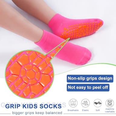 HYCLES Boys Girls Non-Slip Toddler Socks Grip Ankle Sticky Sock Anti-Skid Socks for Kids 6 Pairs for 10-13 Years Kids - Image 4