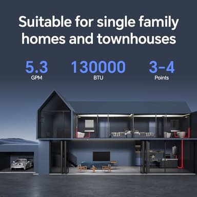 Ranein Natural Gas Tankless Water Heater, Indoor Max 5.3 GPM, 130,000 BTU Instant Hot Water Heater - Image 3