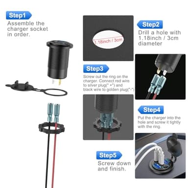 2 Pack 12V USB Outlet 4 Port Car Charger, 78W Super Fast Dual PD3.0 & QC3.0 Multiple USB Port for Car, USB C Cigarette Lighter Replacement 12 Volt Socket Waterproof for Marine Boat Motorcycle RV Golf - Image 6