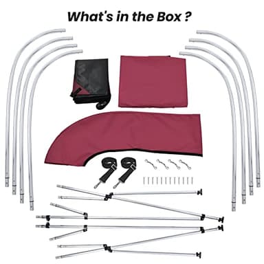 KAKIT 3 4 Bow Bimini Tops with Mesh Sidewalls Support Poles for Boats Marine Grade Canvas Top Includes 2 Straps Storage Boot 1 Inch Aluminum Frame - Image 7