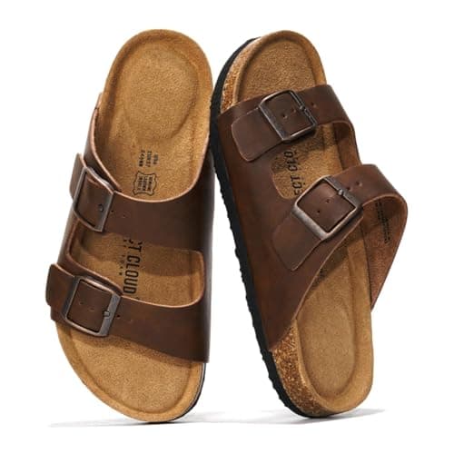 Project Cloud Genuine Leather Flat Sandals Women 2025 Beach Essentials Womens Sandals Memory Foam Vacation Essentials Slides for Women Footwear (Venita, TANDIS,6) - Image 1