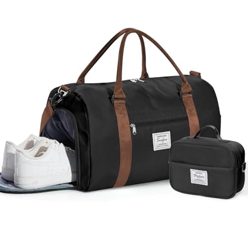 Gym Bag Womens Mens with Shoes Compartment and Wet Pocket Travel Duffel Bag for Women for Plane Sport Gym Tote Bags with Toiletry Bag Waterproof Weekend Overnight Carry on Bag Hospital Holdalls - Image 1
