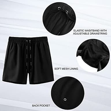 HOdo Mens Swim Trunks with Mesh Liner 9" Quick Dry Swim Shorts Bathing Suits for Men Swimwear Board Shorts wiht Pockets Black M - Image 6