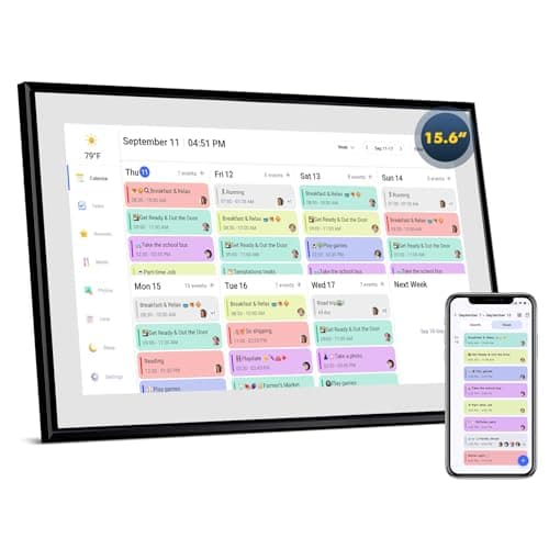 Calendar Digital 15.6 Inch Electronic Calendar&Chore Chart, 1920 * 1080P IPS Touchscreen Wall Smart Weekly and Monthly Planner For family Black Gift for mother mom women - Image 1