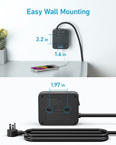 Anker Power Strip with USB Ports,5Ft,Surge Protector(2000J),8 Widely Outlet Extender, 2 USB-A Ports and 1 USB-C Port, Works with iPhone 16/16 Plus/16 Pro/16 Pro Max,for Home, Office, TUV Listed - Image 6