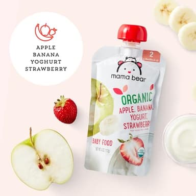 Amazon Brand - Mama Bear Organic Baby Food, Stage 2, Apple, Banana, Yogurt, Strawberry, 4 ounce (Pack of 12) - Image 4