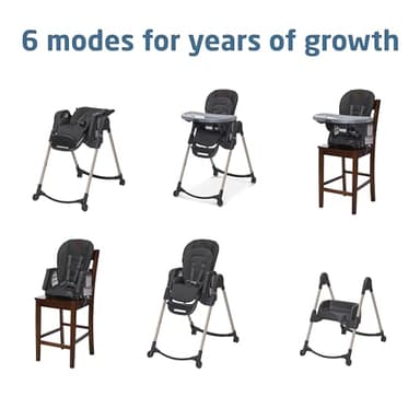 Maxi-Cosi Minla 6-in-1 High Chair for Babies & Toddlers, Portable Foldable Highchair, EcoCare Fabric, 9 Heights, 5 Reclines, 4 Tray Positions, Classic Graphite - Image 6