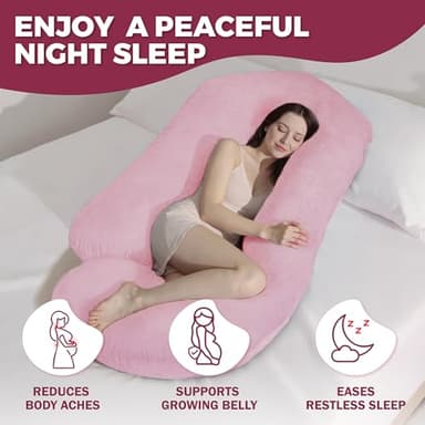 PILLANI Pregnancy Pillows for Sleeping - V C U Shaped 57inch Full Body Pillow with Removable Washable Cover, Cooling Maternity Pillow for Pregnant Women, Support for Back Belly Legs Hip - Image 2
