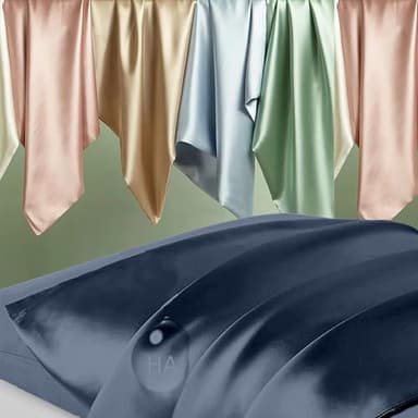 Silk Pillowcase 2 Pack, Natural Mulberry Silk Pillow Cases, Anti Acne Silk Pillowcase for Hair and Skin, King Size Silk Satin Pillowcase Set of 2 with Zipper, Gifts for Sleeping Women, Mood Indigo - Image 2