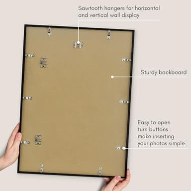 Americanflat 17x24 Picture Frame with Polished Plexiglass - Streamline Collection - Thin Border Picture Frame for Wall Display - Hanging Hardware Included - Black - Image 5