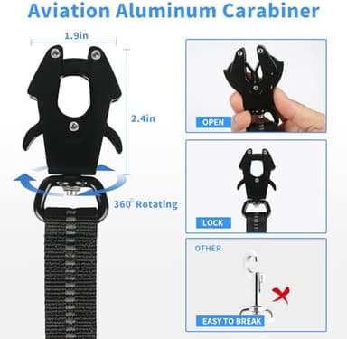 Heavy Duty Tactical Dog Leash 4-6 Foot Reflective Bungee with Frog Clip, Two Padded Traffic Handles for Large Dogs, Car Seatbelt - Image 5