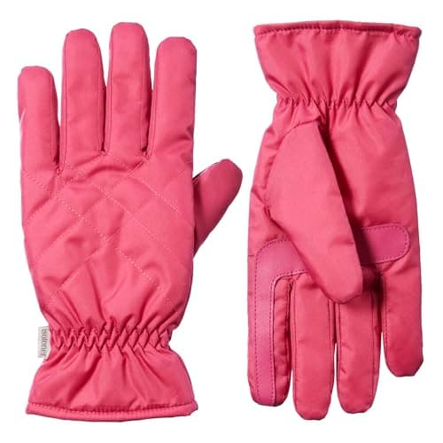 isotoner Women's Sleekheat Gloves with Gathered Wrist, Touchscreen Compatible Soft Gloves for Women, Features Pull-on Closure and Fleece Lining, Water Repellent, Very Berry, Small/Medium - Image 1