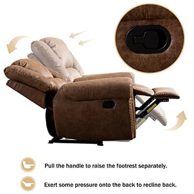 CANMOV Leather Recliner Chair, Classic and Traditional Manual Recliner Chair with Comfortable Arms and Back Single Sofa for Living Room, Nut Brown - Image 9