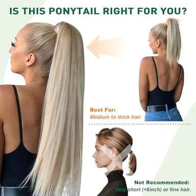 Easyouth Ponytail Extension Human Hair Ombre Ponytail Hair Extensions Balayage Dark Brown to Light Brown with Blonde Pony Tails Hair Extensions for Short Hair 12 Inch 70g - Image 9
