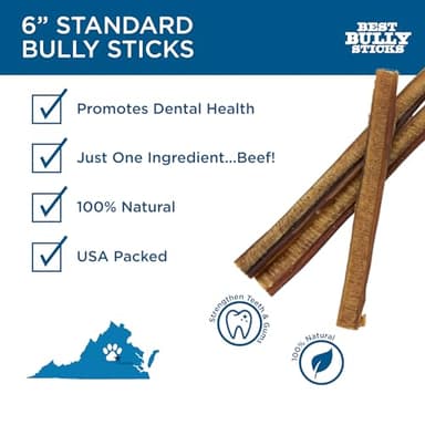 Best Bully Sticks 6 Inch Bully Sticks for Dogs - 50 Count (Pack of 1) - Natural, Easily Digestible, 100% Grass-Fed Beef, Grain and Rawhide Free - Image 2