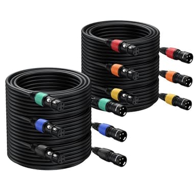 LiNKFOR XLR Cable 6pcs 25FT Cable XLR Cable Set for Microphone Balanced XLR Mic Cable 3-Pin Dual Shielded with 2 Cables and Velcro Cable Ties OFC Shielded Mic Cable - Image 1