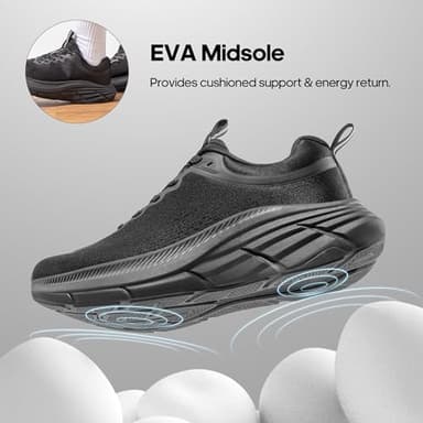 NORTIV 8 Men's Walking Shoes Running Tennis Cushioning ActiveBreeze Non Slip Athletic Gym Workout Comfortable Fashion Sneakers,Size 8.5,All Black,SNWS246M - Image 2