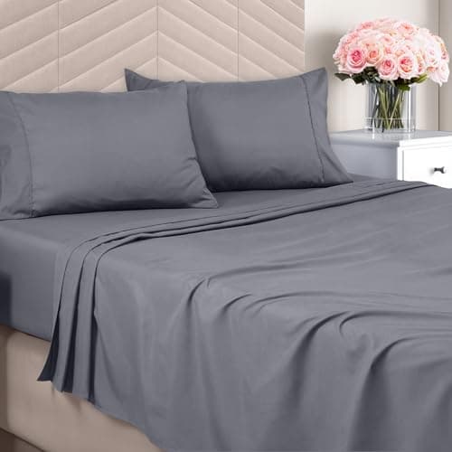 Utopia Bedding Queen Sheet Set – Brushed Microfiber – Ultra Soft Bed Sheets for Queen Size Bed Set – Deep Pocket, Wrinkle & Fade Resistant – Includes 1 Fitted, 1 Flat, 2 Pillowcases (Grey) - Image 1