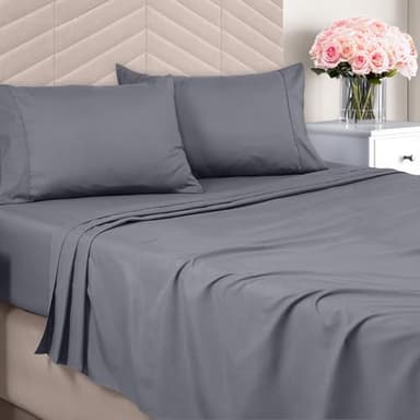 Utopia Bedding Queen Sheet Set – Brushed Microfiber – Ultra Soft Bed Sheets for Queen Size Bed Set – Deep Pocket, Wrinkle & Fade Resistant – Includes 1 Fitted, 1 Flat, 2 Pillowcases (Grey) - Image 1