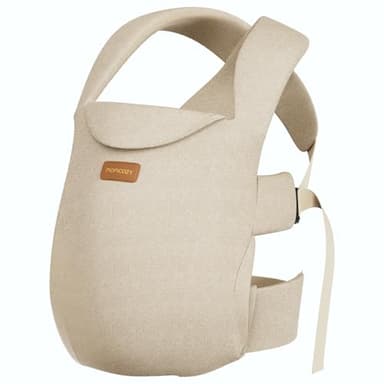Momcozy Newborn Carrier WeeSnug- Lightweight and Cozy Comfort for 7-25 lbs, Ergonomic Cross-Back Support, Effortless to Put On, Hands-Free Baby Carrier with Lumbar Support, Khaki - Image 1
