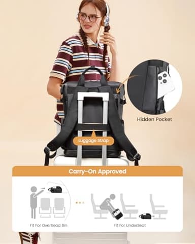 LOVEVOOK Laptop Backpack for Women, 15.6 Inch Teacher Backpack for Work Travel for School College Bookbag for Teen Girls Waterproof Computer Bag Purse Nurse Business, Black-Beige-Grey - Image 6