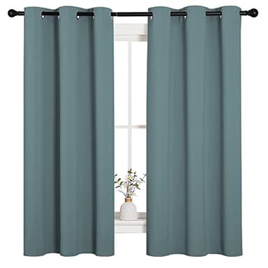 NICETOWN Modern Greyish Blue Blackout Curtains Noise Reducing, Thermal Insulated and Privacy Room Darkening Drape Panels for Boy's Guest Room Door Small Short Window (2 Panels, W42 x L63 -Inch) - Image 2