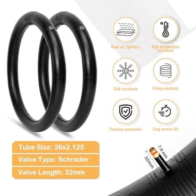 2-Pack Cruiser Bike Tires Set: Hycline 26x2.125 Inch (57-559 mm) Folding Replacement Bicycle Tires and Pair 26-inch Inner Tubes with Tire Levers for Beach or Urban City Commuter Bike-Cream - Image 5