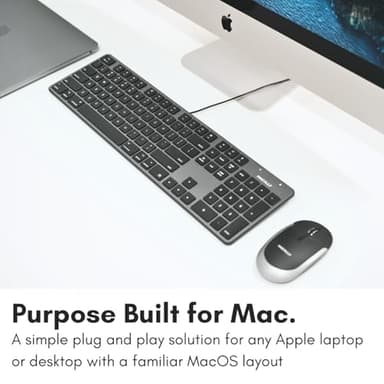 Macally Slim USB Wired Keyboard for Mac - Full Size Apple Key Board - Scissor Keycaps for Mac mini, MacBook Pro, MacBook Air, iMac Keyboard USB C. - Image 2