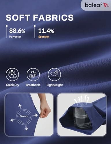 baleaf Womens Yoga Capri Pants with Zipper Pockets Summer Drawstring Capris Joggers Lounge Crop 19" Navy M - Image 6