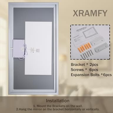 XRAMFY 55'' x 30'' LED Bathroom Mirror with Lights, Wall Mirror with Front and Backlight, 3 Colors Vanity Mirror with Lights, Anti-Fog Wall Mirror for Bathroom - Image 6