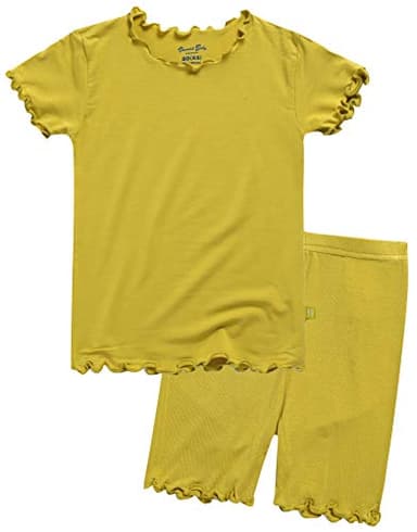 Vaenait Infant Toddler Kids Ruffle Short Summer Viscose Pajamas Set Shirring Olive XXL - Image 1