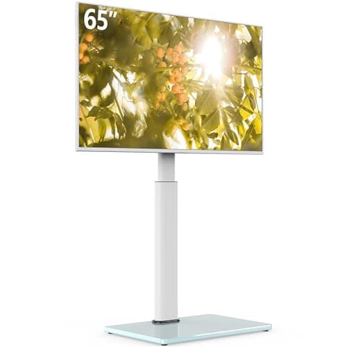 AOKCOS Swivel TV Floor Stand for 32-65 Inches TVs, 8 Level Height Adjustable Corner Small TV Stand Mount for Living Room/Bedroom, Holds up to 88 lbs,MAX VESA 400x400mm,White - Image 1