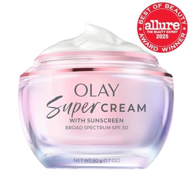 Olay Super Cream with Sunscreen SPF 30, Lightweight Face Moisturizer with Sun Protection, 5-in-1 Skin Care Benefits - Hydrating, Brightening, Firming - Niacinamide, Vitamin C, Collagen Peptide, 1.7 oz - Image 2