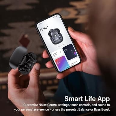 Adaptive Hybrid Active Noise Canceling Wireless Earbuds, 6 Mics ENC Clear Call Ear Buds, Hi-Res Audio Deep Bass Bluetooth 5.4 Headphones, 48H Playtime, Wireless Charging, Multipoint Connection, Black - Image 10