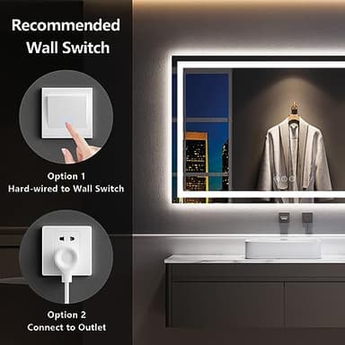 YEELAIT 60x40 Inch LED Bathroom Mirror with Lights Front and Backlit Lighted Vanity Mirror for Bathroom Wall with 3 Colors Dimmable Anti-Fog Memory Shatter-Proof IP54 Waterproof Horizontal/Vertical - Image 7