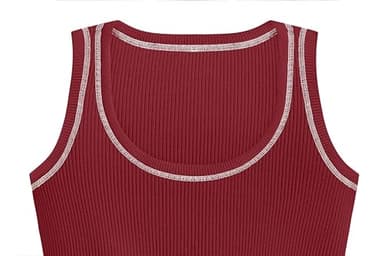 GKBK Women Ribbed Tank Top Sleeveless Casual Crew Neck Long Tank Fitted Strap Slim Basic Cami Tops Wine Red M - Image 3